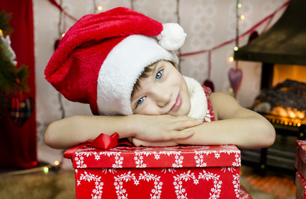 Girl with her beautiful christmas present